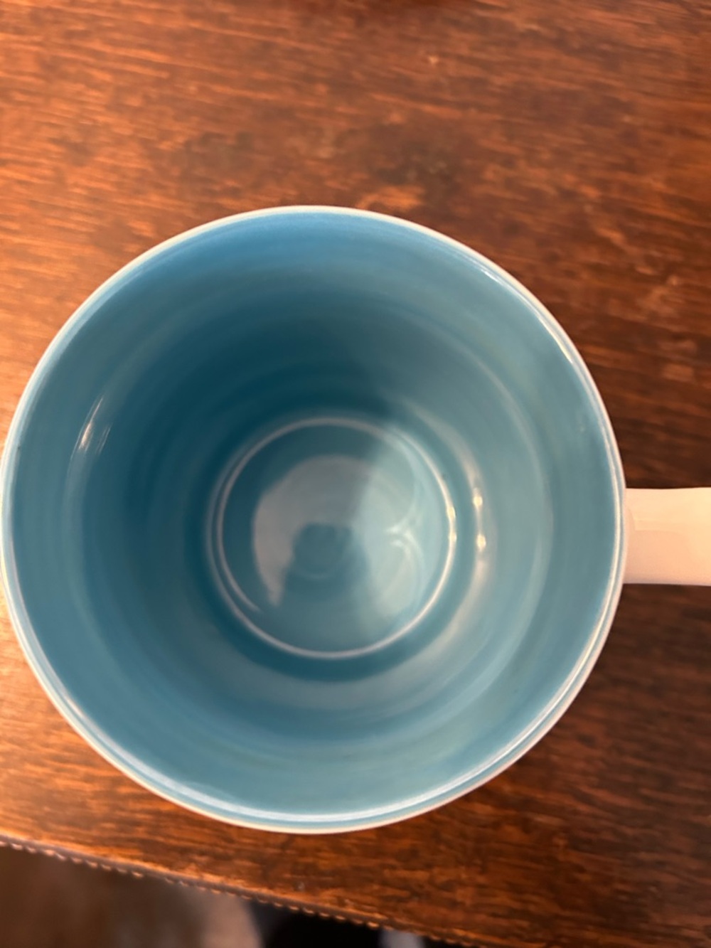 Starbucks White Mug with Blue Floral Pattern and Aqua Interior - Picture 3 of 6